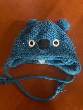 Kids Teal Knit Animal Ear Hat with Ties - Unbranded